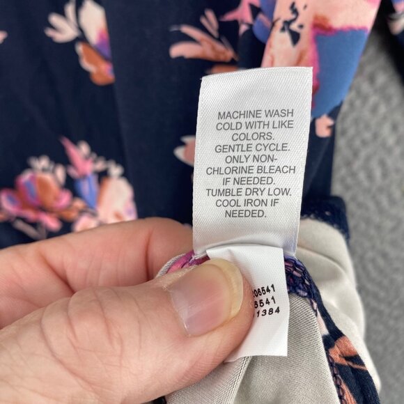 J Jill Top Womens Large Navy Pink Floral Fit Performance Long Sleeve Tee Stretch - Picture 7 of 10